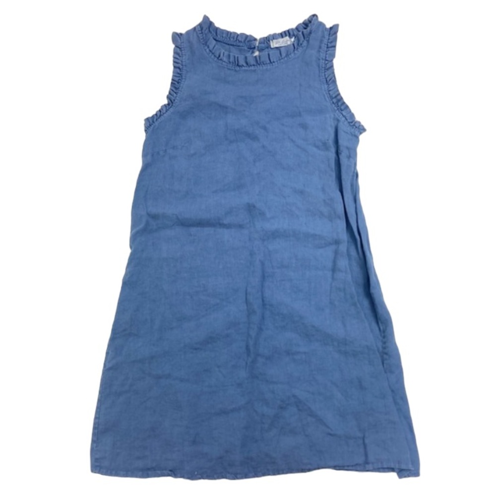 Blue Orchid blue linen ruffle shift dress. Size small